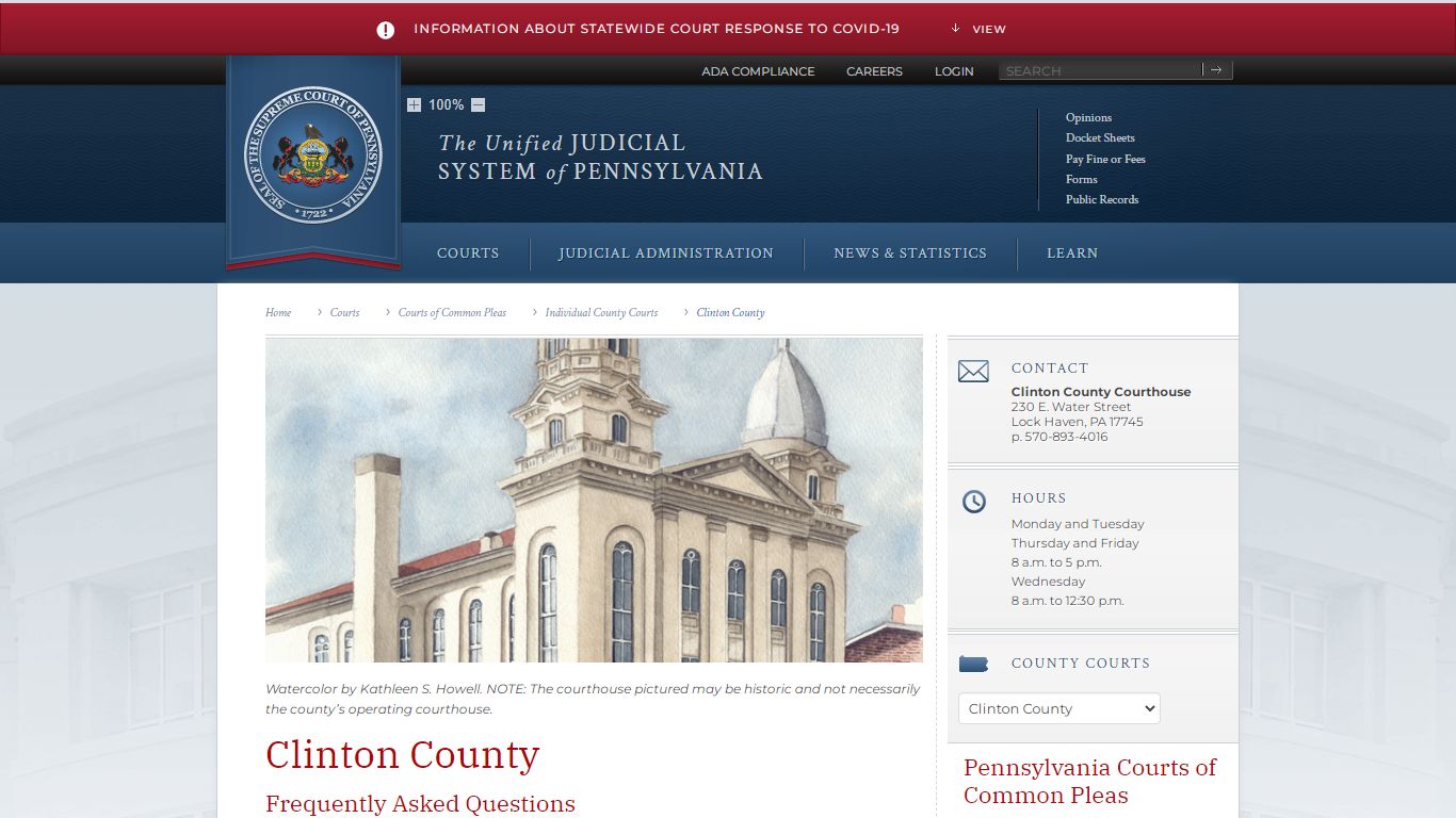 Clinton County | Individual County Courts | Courts of Common Pleas ...